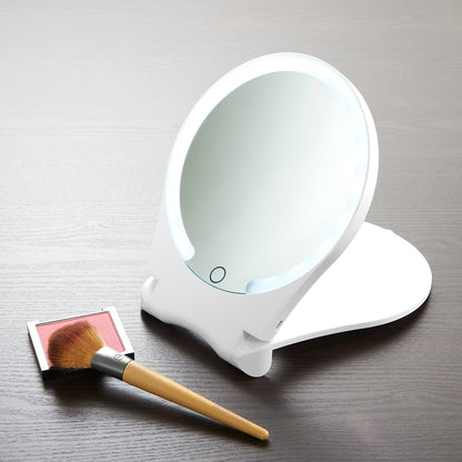 10X Lighted Folding Travel Mirror by Sharper Image