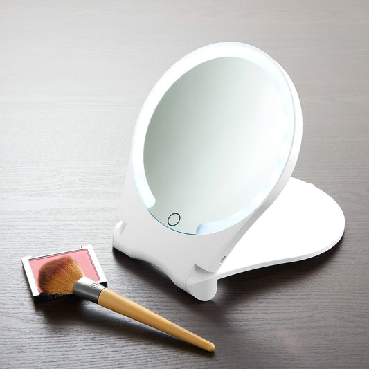 10X Lighted Folding Travel Mirror by Sharper Image